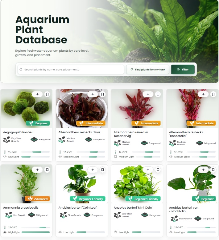 Aquarium Plant Database overview.