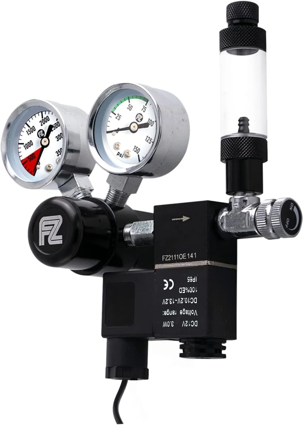 FZONE Aquarium CO2 Regulator DC Solenoid with Bubble Counter and Check Valve