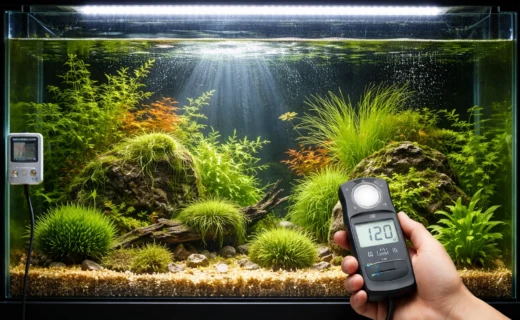 Aquarium with Par Meter explaining how much light you actually need