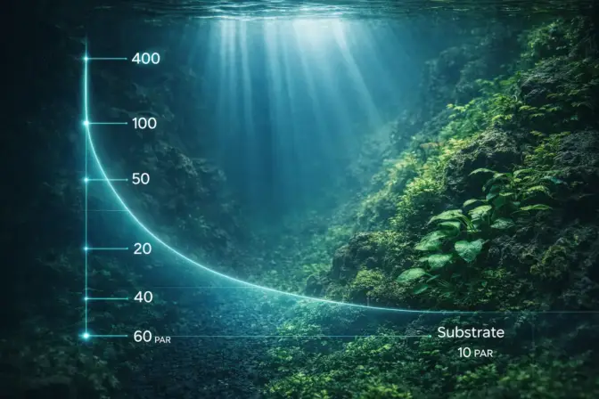 Illustration Aquarium with a transparent Par Aquarium Lighting Chart