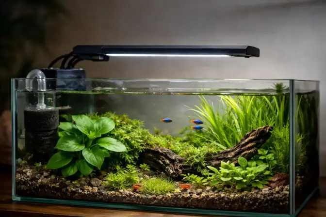Low Tech Aquarium with a cheap Aquarium Light and low light plants
