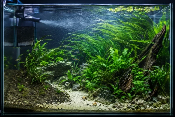 Water circulation and filter flow in a planted freshwater aquarium